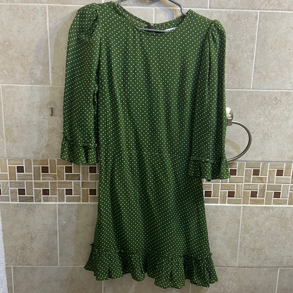 Reformation Green and White Polka Dot Doutzen Dress